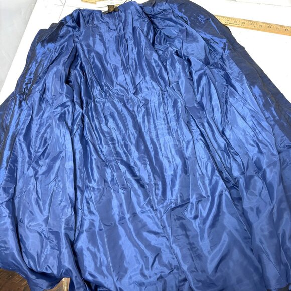 Jerry T  Royal Blue Iridescent  Coat w/  Ruffle and loose pleating Size - Picture 7 of 12